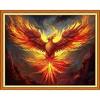 Dimensean Stamped Cross Stitch Kits Full Range of Embroidery Patterns Starter Kits for Beginners Adult or Kids DIY Cross Stitches Needlepoint Kits 11CT-Fire Phoenix 16x20 inch