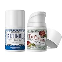 Anti Aging Retinol Cream and Eye Cream Bundle 1.07 oz - Retinol Moisturizer for Face and Under Eye Cream for Dark Circles and Puffiness, Improve the look of Fine Lines and Wrinkles