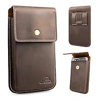Topstache X-Large Leather Phone Holster for Belt,S23 Ultra S23 Plus Belt Clip Holder for Men,Leather Phone Pouch for iPhone 14 Pro Max,Universal Smartphone Holster for Phone with Protective Case