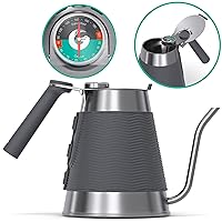 Coffee Gator Gooseneck Kettle with Thermometer, 52 oz Pour Over Coffee Kettle for All Stovetops w/Precision Drip Spout, 6.5 Cup
