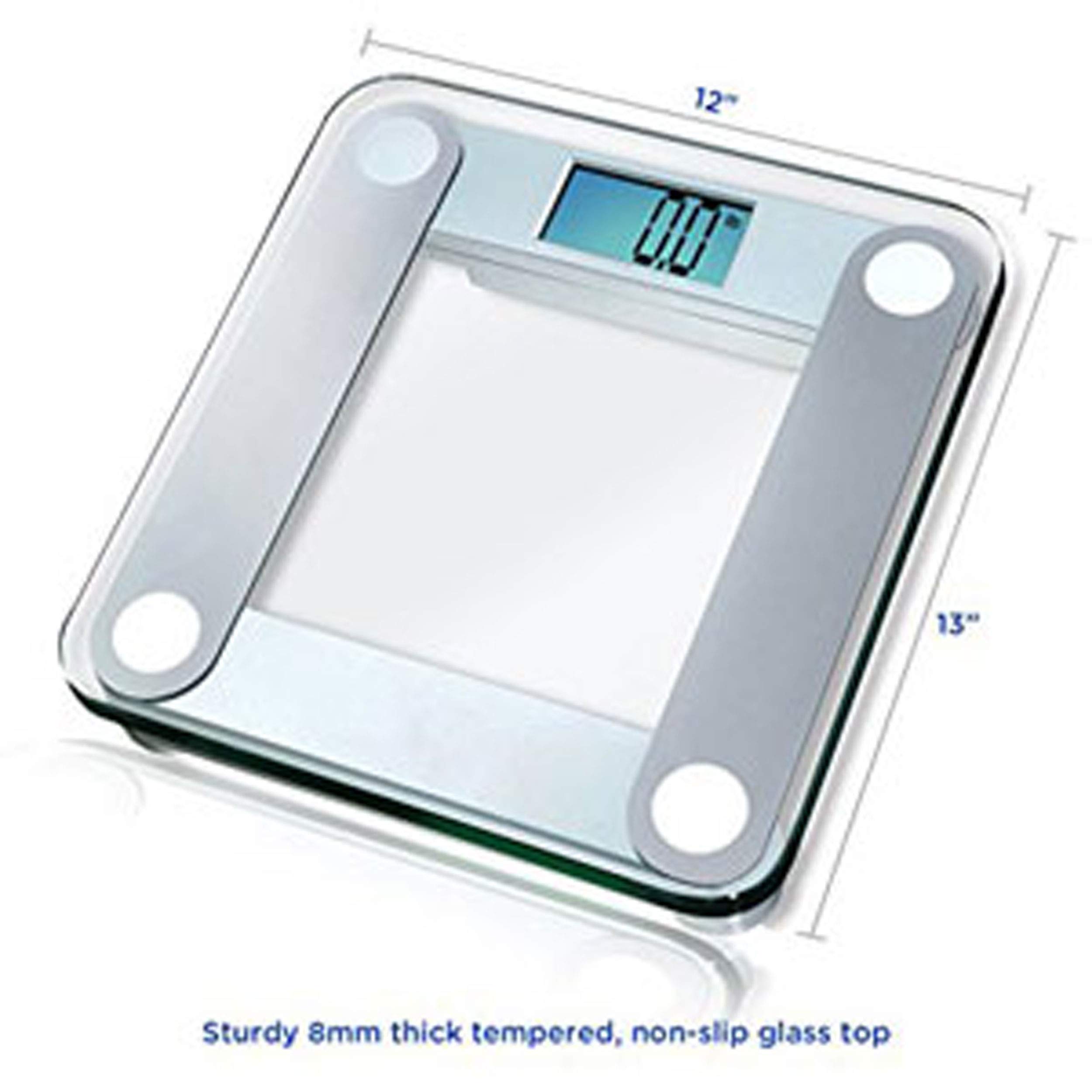 Eat Smart Products Free Body Tape Measure Included Digital Bathroom Scale with Extra Large Lighted Display, One Size, Clear