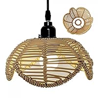 Replacement Globes Shades Rattan Lamp Shade Vintage Lotus Flower Shaped Wicker Lampshade Ornament Light Fixtures Ceiling Pendant Light Shade Cover No Bulb Or Wire