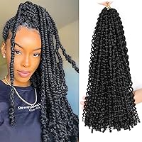 18 Inch Passion Twist Hair Water Wave Long Curly Crochet Hair for Spring Twist,Butterfly Locs,Faux Locs Crochet Braids Hair for Black Women(6 Packs,1B)
