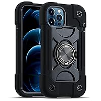 MARKILL Compatible with iPhone 12 Pro Max Case 6.7 Inch with Ring Stand, Military Grade Drop Protection Full Body Rugged Heavy Duty Case 3 in 1 Protective Cover for iPhone 12 Pro Max. (Black)
