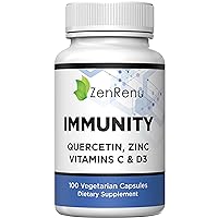 Zenrenu Quercetin Zinc Vitamin C Vitamin D - 6 in 1 Immunity Vitamins with Curcumin for Immune Defense & Antioxidant Support - Easy to Absorb Immunity Booster, 100 Vegetarian Capsules