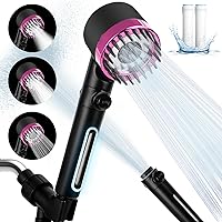 Luxsego High Pressure Shower Heads with Handheld Sprayer, Filtered Shower Head Soften Hard Water with Scalp Massager for Skin & Hair Care, 3 Settings Multi Functional Detachable Shower Head (Black)