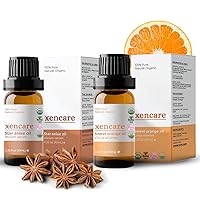Organic Star Anise + Sweet Orange Premium Essential Oils Bundle - 10mL, 0.33 fl oz, Pure, Undiluted, 100% Natural for Aromatherapy/Diffuser use, Massage Therapy, and Home use