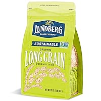 Lundberg Brown Rice, Long Grain - Non-Sticky, Fluffy Whole Grain Rice for Healthy Meals, Vegan Food, Gluten-Free Rice Grown in California, 32 Oz