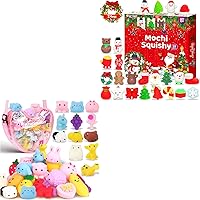 Kawaii Mochi Squishy Toys Set - FUNNYB&G 24pcs Stress Relief Fidget Pack Christma Stocking Stuffers Party Favor Loot Bag Fillers for Kids Boys Girls Teens Adults