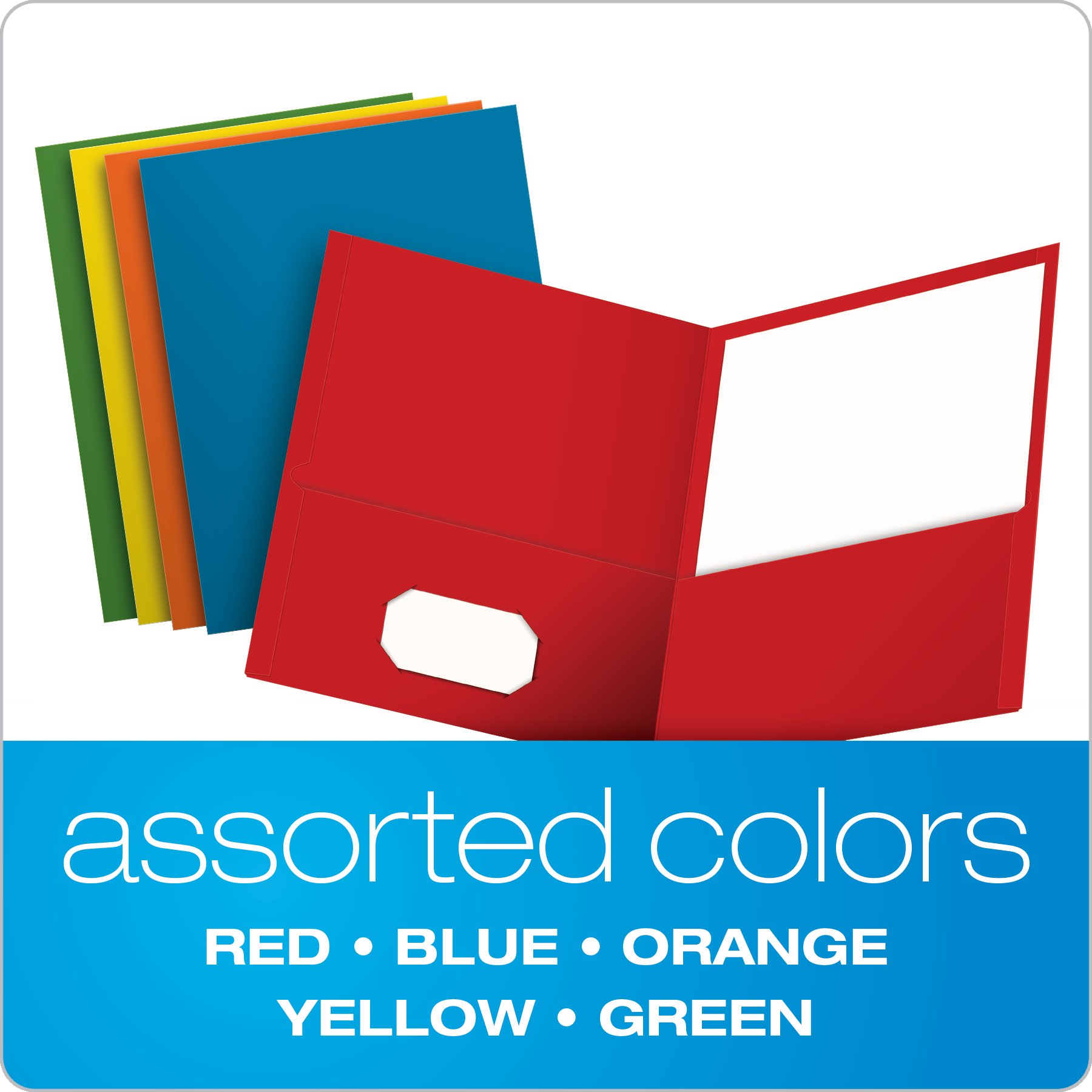Oxford 2 Pocket Folders, Textured Paper, Assorted Colors (Light Blue, Red, Yellow, Orange, Green), Letter Size, 50 Per Box (67613)