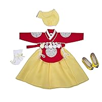 Baby Girl Hanbok Korean First Birthday Dol Party 100th Days Baikil Celebration Clothing Set Yellow Red HJG02