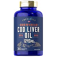 Carlyle Cod Liver Oil Softgels | 1245mg | 300 Count | Norwegian | Non GMO, Gluten Free