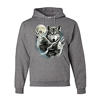 Tee Hunt Howling Wolf Pack Hoodie Wild Wilderness Animals Nature Moon Sweatshirt
