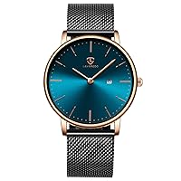BEN NEVIS Men's Minimalist Fashion Simple Analog Date Watch with Stainless Steel Mesh Band