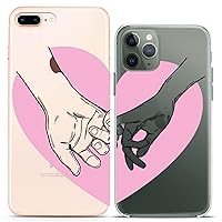 Matching Couple Cases Compatible for iPhone 15 14 13 12 11 Pro Max Mini Xs 6s 8 Plus 7 Xr 10 SE 5 Pinky Swear Hands Heart Silicone Pair Cover Clear Present Love Girlfriend Cute