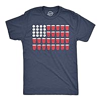 Mens American Flag Beer Pong Tshirt Funny Patriotic Drinking Tee for Guys