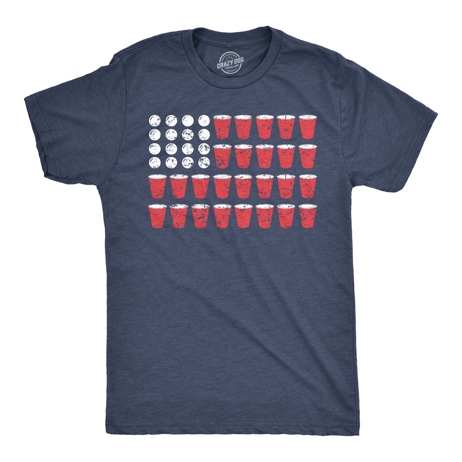 Mens American Flag Beer Pong Tshirt Funny Fourth of July Drinking Tee for Guys