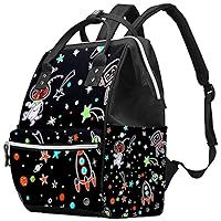Astronaut Dog Robot Rocket Alien in Space Diaper Bag Backpack Baby Nappy Changing Bags Multi Function Large Capacity Travel Bag