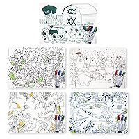 modern-twist Mark Mat Bundle,Waterproof, Reusable, 5 Color Doodle Sheets & 16 Dry Erase Markers for Kids – Outdoors