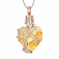 Heart Tree of Life Urn Necklace for Ashes Dainty Forever Love Heart Pendant Cremation Jewelry with Crystal w/Funnel Filler Memorial Jewelry Gifts for Women Girls Friends