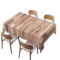 Rustic Wood tablecloth,60x84 inch,Waterproof Stain Wrinkle Resistant Reusable Print tablecloths,for kitchen camping birthday dining dinner outdoor-Rectangle Table Clothes for 4 Ft Tables,Almond Plum