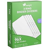 Ensight 3 Ring Page Dividers Bulk, 1/8 Cut Tab Dividers, 96 Per Box - Divider Pages with Tabs, Decorative Printable Rewritable Divider Tabs, Exhibit Tab Dividers for 3 Ring Binders Bulk