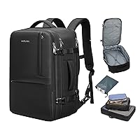MOLNIA 50L Expandable Travel Backpack for Men Women, Carry On Backpack Airline Approved, Suitcase Backpack with Packing Cubes, Water Resistant Luggage Backpack Daypack Weekender Bag, Black