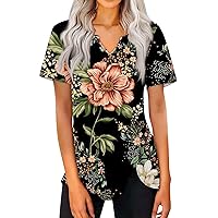 Womens Tshirts Trendy Dressy Tops Business Casual Tee Shirts Fashion Vacation Blouses Y2k Spring Outfits 2024 Black