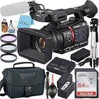 Panasonic AG-CX350 4K Professional Video Camcorder with 64GB SanDisk Memory Card + Case + Tripod + 3 Pieces Filter (UV, CPL, FLD) Accessory Bundle