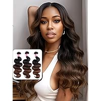 UNICE Chestnut Brown Ombre Body Wave Human Hair Weave 3 Bundles 12 14 16 inch Brazilian Remy Human Hair Wavy Sew in Human Hair Extensions