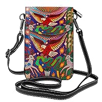 Mexican Style Boho Artwork Small Cell Phone Purse,Cellphone Crossbody Purse With Protection,Women Wallet