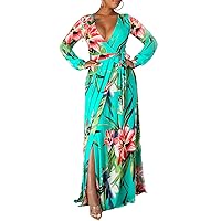 JTNFairy Womens Casual Floral Print Long Maxi Dress Plus Size Plain Party Outfits