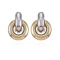 Vince Camuto Twotone Double Hoop Clip On Earrings