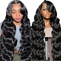 13x6 Lace Front Wigs Human Hair Pre Plucked 200 Density Body Wave HD Lace Front Wigs for Women Human Hair Glueless (34 Inch, Natural Color)
