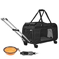 VEVOR Large Cat Dog Carrier with Wheels for Under 35lbs, Rolling Pet Carrier with Upgraded Wheels, Foldable Wheeled Dog Travel Carrier (Not for Airline)