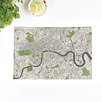 Set of 4 Placemats Gray Map of The City London Great Britain Green 12.5x17 Inch Non-Slip Washable Place Mats for Dinner Parties Decor Kitchen Table