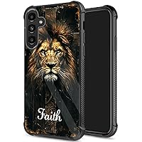 for Galaxy S24 Case,Tire Texture Non-Slip Soft TPU Hard Back Shockproof Anti-Scratch Protective Case for Samsung Galaxy S24 6.2 inch 2024,Jesus Cross with Lion Face Faith