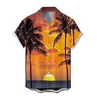 Men's Tropical Hawaiian Shirts Button Down Funny Casual Caribbean Short Sleeve Vintage Summer Graphic Trendy Lapel