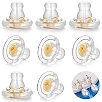 Earring Backs 18K Gold Locking Secure Earring Backs for Studs, Hypoallergenice Silicone Earring Backs Replacements for Studs/Droopy Ears, No-Irritate Earring Backs for Adults&Kids