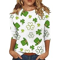 3/4 Sleeve Tee Ladies Shirt St.Patrick's Day Tshirt Round Neck Blouse Casual Summer Fashion Tops Summer 2024 Tunic