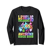 Level 16 Unlocked Awesome 2008 16th Birthday Boy Video Game Long Sleeve T-Shirt