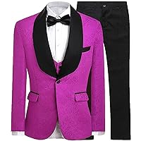 Boys Formal Jacquard Blazer Slim Fit 3 Pieces Set Suit Floral Tuxedos Party Jacket Dress Outerwear Coats