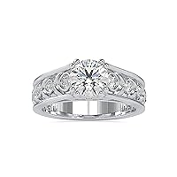 Certified Solitaire Engagement Ring Studded with 0.24 Ct IJ-SI Side Natural & 1.19 Ct Center Round Moissanite Diamond in 14k White/Yellow/Rose Gold for Women on Her Birthday Party