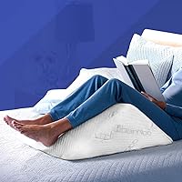 The Angle Wedge Pillow for Sleeping | Medical Quality Memory Foam Pillow | Triangle Pillow Wedge for Legs | Knee Wedge Pillow (Cotton Linen Cover + Be Cool, Extra Wide)