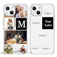 Personalized Photos Phone Case for iPhone 11/12/13/13 Pro/ 13 Pro Max/XR/XS/XS Max Custom Pictures Letter Collage Soft TPU Bumper + Hard PC Back Full Cover Protection Customized Gift for Family Couple