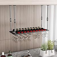 Hanging Metal Wine Rack, Strong and Stable Iron Ceiling Hanging Goblet Holder, The Boom Can Be Adjusted from 30-60Cm Height Home Decoration