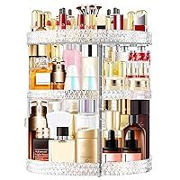360 Rotating Makeup Organizer, DIY 7 Adjustable Layers spinning Cosmetic Organizer Large Capacity Make Up Organizers and Storage (Clear)