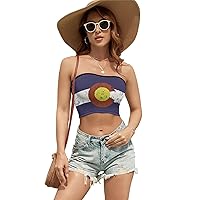 Vintage Colorado Flag Women's Sexy Crop Top Casual Sleeveless Tube Tops Clubwear for Raves Party