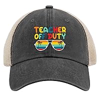 Teacher Off Duty Retired Teacher Hat Mom Hat AllBlack Dad Hats for Men Gifts for Mom Sun Hat