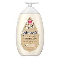 Johnson's Baby Skin Nourish Moisturizing Baby Lotion for Dry Skin with Vanilla & Oat Scents, Gentle & Lightweight Body Lotion for The Whole Family, Hypoallergenic, Dye-Free, 16.9 fl. oz